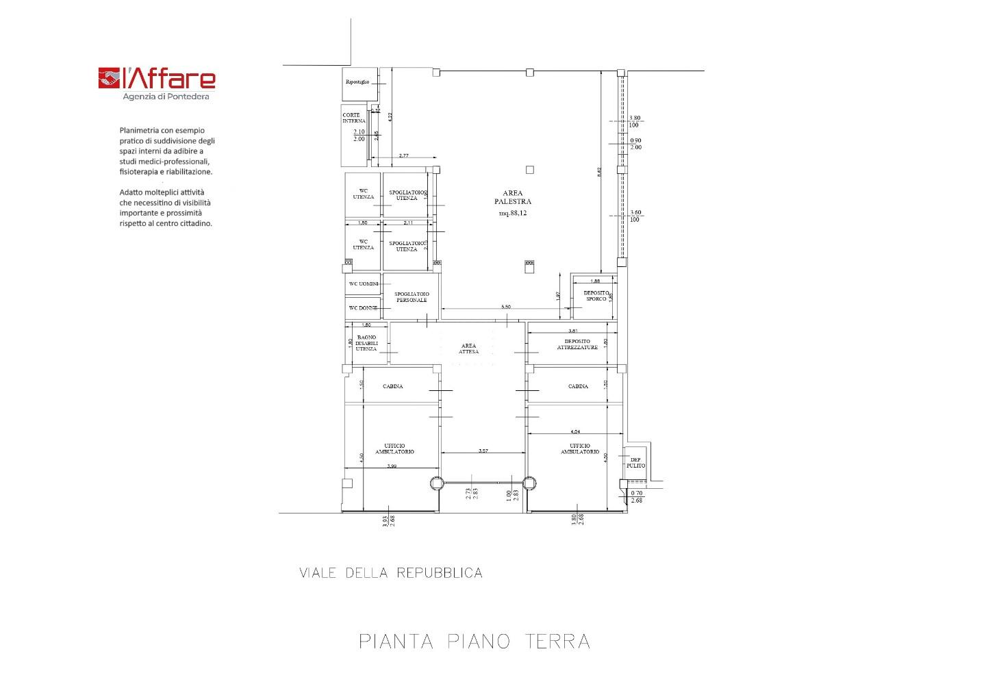 Locale comm.le/Fondo in affitto commerciale a Pontedera